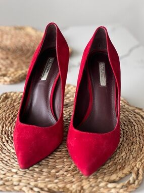 BCBGeneration Red Suede Pointed Pumps